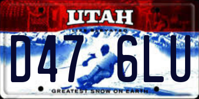 UT license plate D476LU