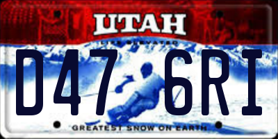 UT license plate D476RI