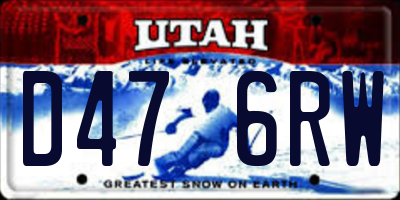 UT license plate D476RW