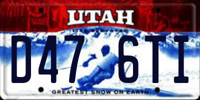 UT license plate D476TI