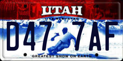UT license plate D477AF