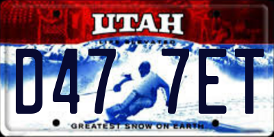 UT license plate D477ET