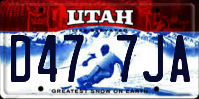 UT license plate D477JA