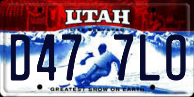 UT license plate D477LO