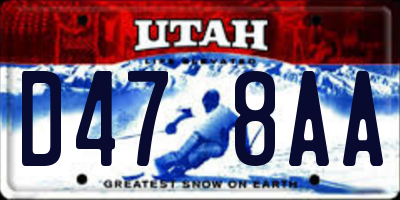 UT license plate D478AA