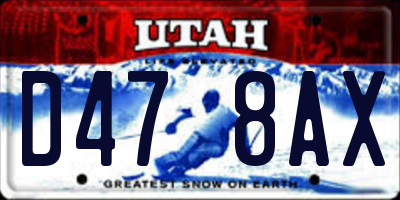 UT license plate D478AX