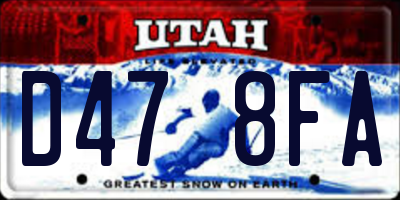 UT license plate D478FA