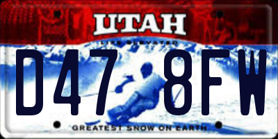 UT license plate D478FW