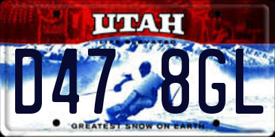 UT license plate D478GL