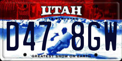 UT license plate D478GW