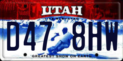 UT license plate D478HW