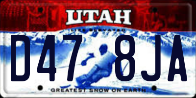 UT license plate D478JA