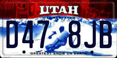 UT license plate D478JB