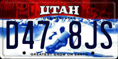UT license plate D478JS