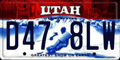 UT license plate D478LW