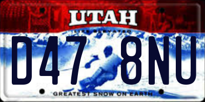 UT license plate D478NU
