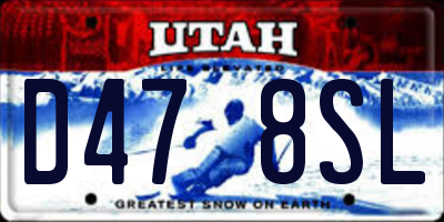 UT license plate D478SL