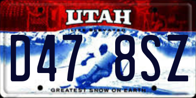 UT license plate D478SZ