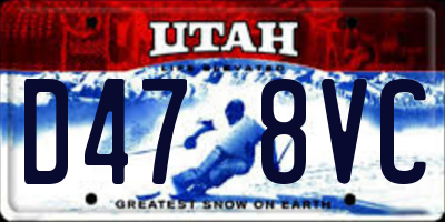 UT license plate D478VC