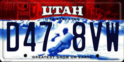 UT license plate D478VW