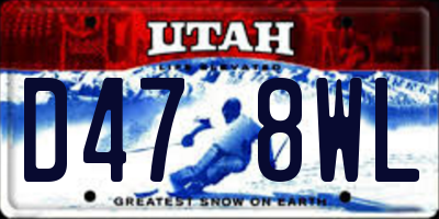 UT license plate D478WL