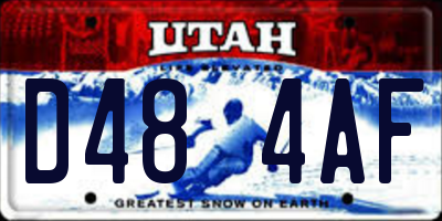 UT license plate D484AF