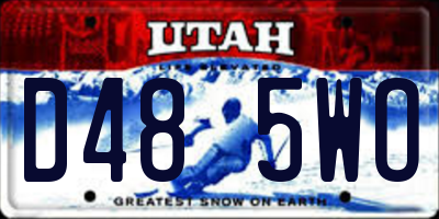 UT license plate D485WO