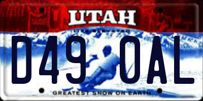 UT license plate D490AL