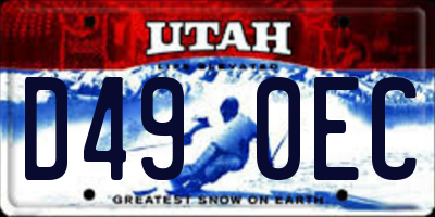 UT license plate D490EC