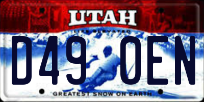 UT license plate D490EN