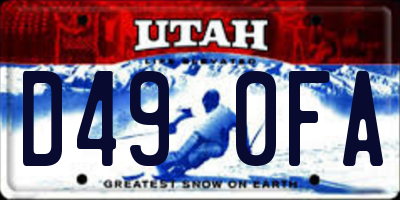UT license plate D490FA