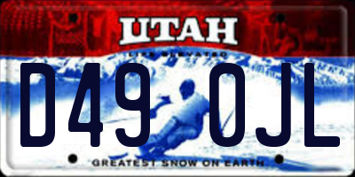 UT license plate D490JL