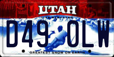 UT license plate D490LW