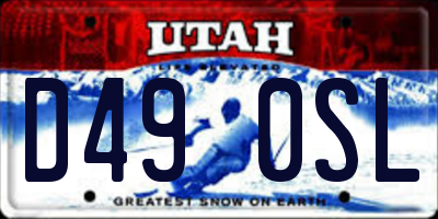 UT license plate D490SL