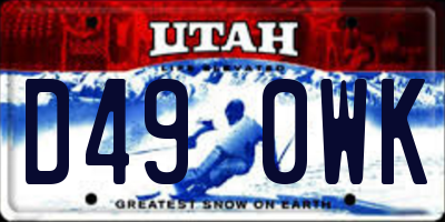 UT license plate D490WK