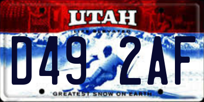 UT license plate D492AF