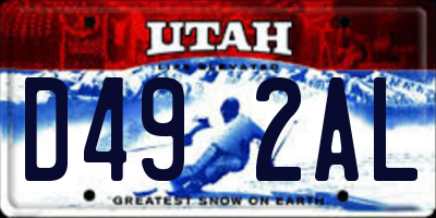 UT license plate D492AL