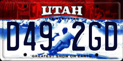 UT license plate D492GD