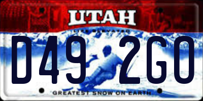 UT license plate D492GO