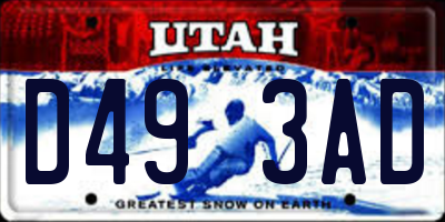 UT license plate D493AD