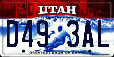 UT license plate D493AL