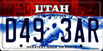 UT license plate D493AR