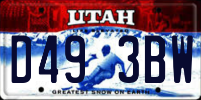 UT license plate D493BW
