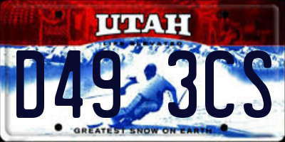 UT license plate D493CS