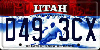 UT license plate D493CX
