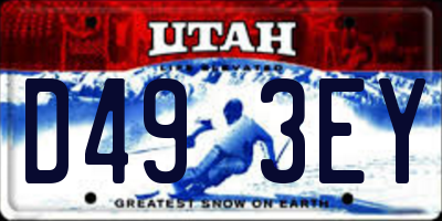 UT license plate D493EY