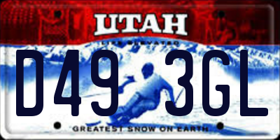 UT license plate D493GL