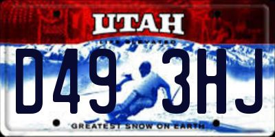 UT license plate D493HJ