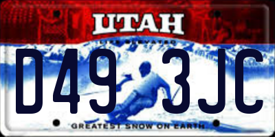 UT license plate D493JC