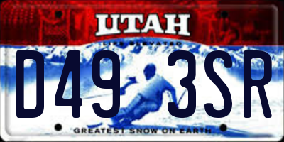 UT license plate D493SR